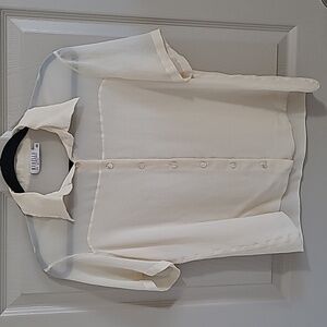 Marella 100% Silk Sheer Cream Blouse Size 12 Large